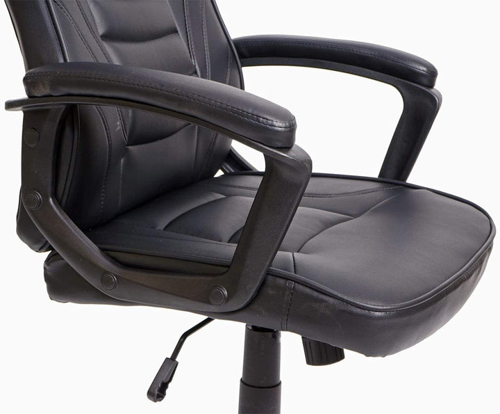 Mendler Bürostuhl HWC-F59, Schreibtischstuhl Drehstuhl Racing-Chair Gaming-Chair, Kunstleder - schwa