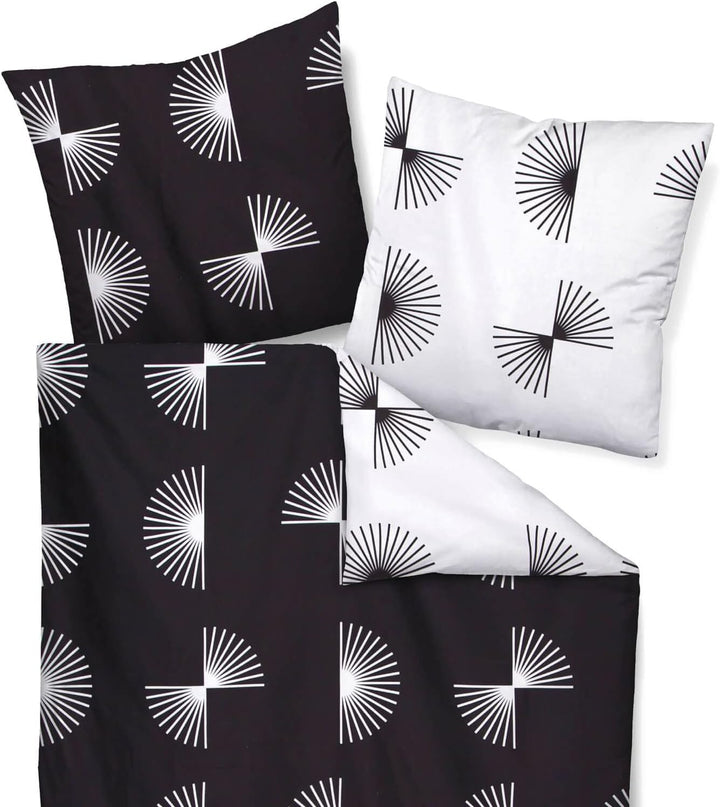 Janine Mako-Satin Bettwäsche J. D. 240x220 cm + 2X 80x80 cm schwarz, 240x220 cm + 2x 80x80 cm