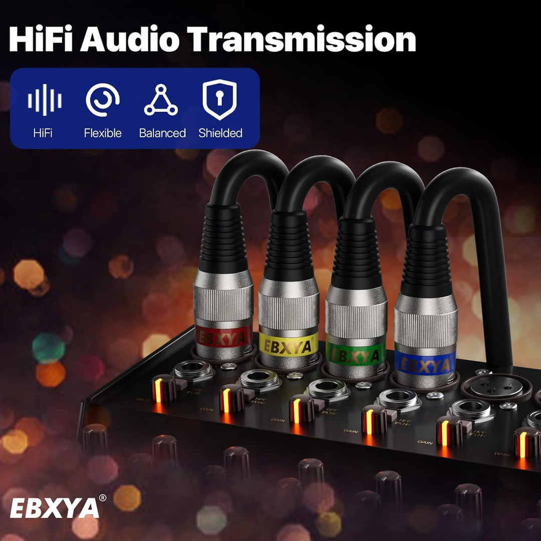 EBXYA Mikrofonkabel 2er-Pack 5m XLR männlich auf weiblich balanced mit blauen & roten Farbringen abg