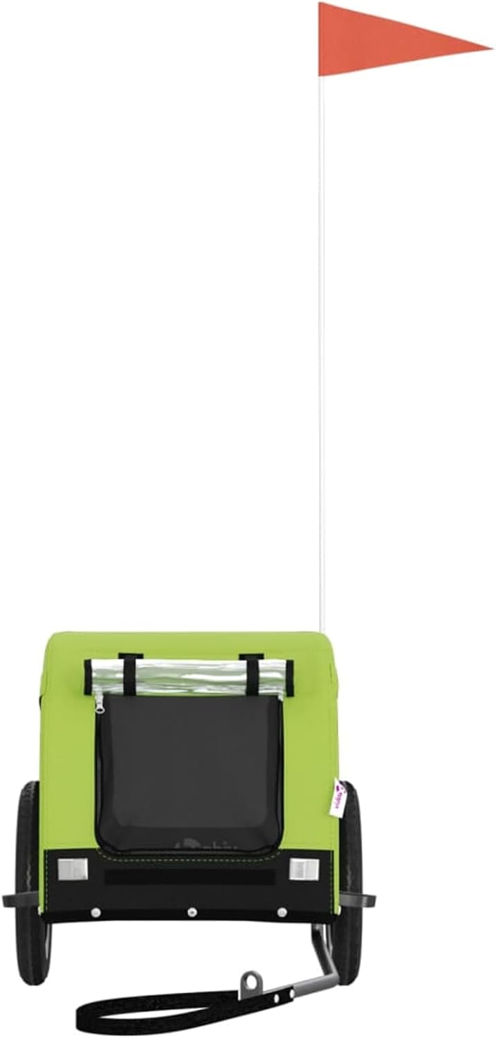 Grüner und schwarzer Hundeanhänger für Fahrrad - Oxford-Gewebe, Eisen, PVC, 124x53x53 cm, für kleine
