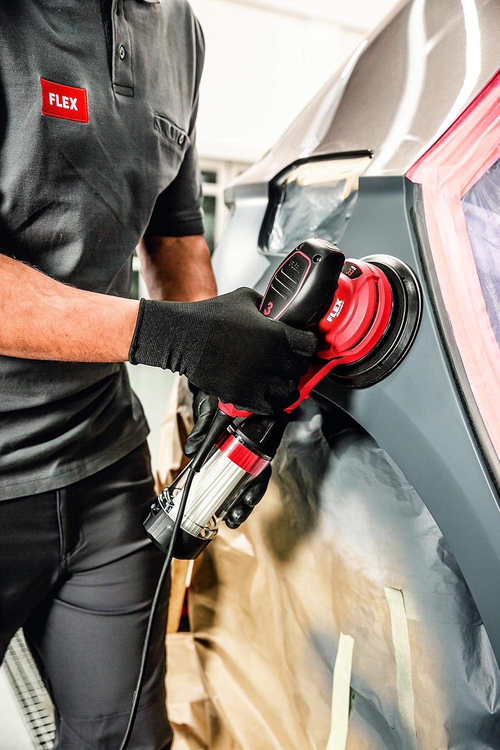 Flex 230/CEE Exzenterschleifer ORE 5-150 EC Set (Schleifmaschine inkl. Koffer + Zubehör, 400 Watt, H