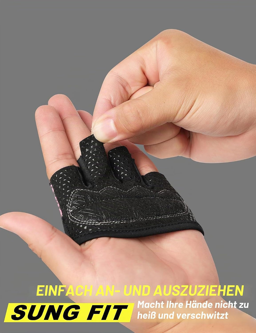 KUTOOK Mini Fitnesshandschuhe Herren/Damen 3mm XRD Gepolstert rutschfeste Halb Handschuhe für Gym Pu