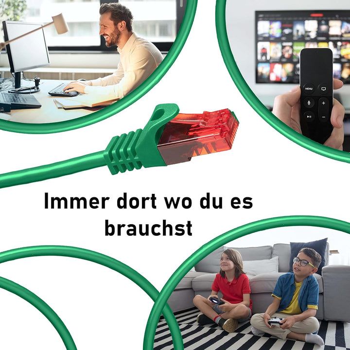 BIGtec - 10 Stück - 15m Gigabit Netzwerkkabel Patchkabel Ethernet LAN DSL Patch Kabel grün (2x RJ-45
