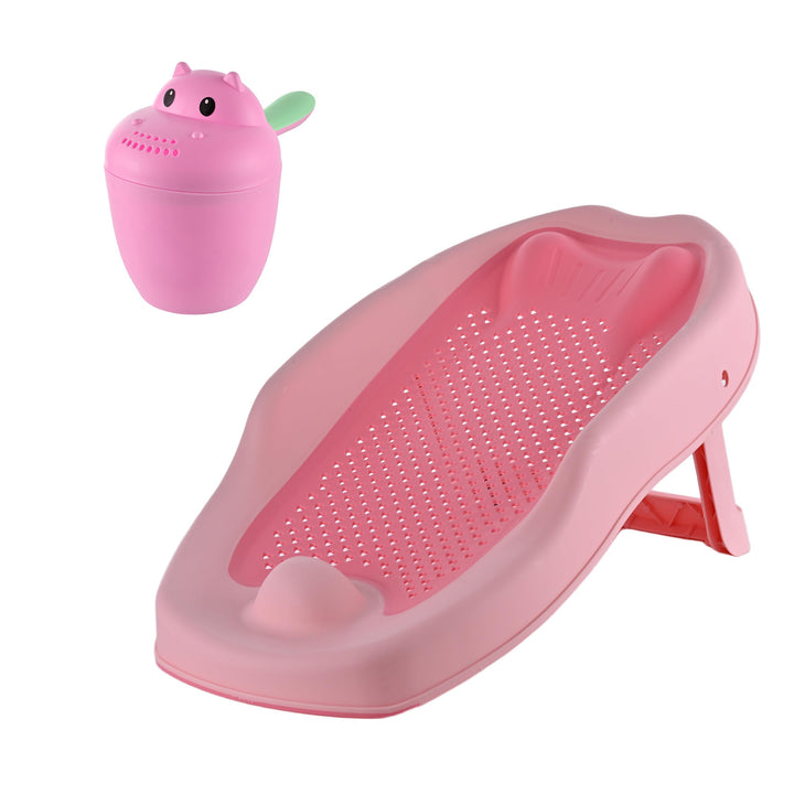 Relaxdays Baby-Badehilfe Set, mit Haarwaschbecher, tränenfrei, Badestütze rutschfest, HBT: 19x51,5x3