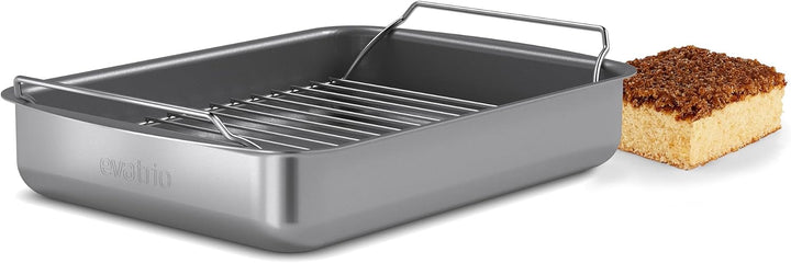Eva Trio | Professionell Bräter mit Rost 30x22 cm keramischer Slip-Let®-Antihaftbeschichtung |Mit ih
