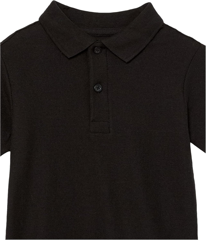 Nautica Boys' Big School Uniform Short Sleeve Pique Polo, Black, Medium-10/12