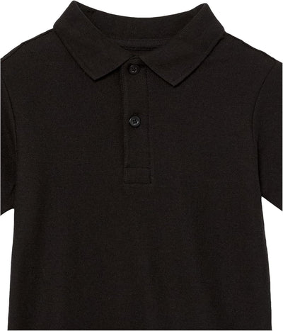 Nautica Boys' Big School Uniform Short Sleeve Pique Polo, Black, Medium-10/12