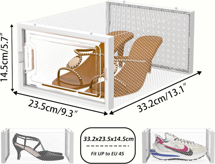HOMIDEC Schuhboxen, 12er Set Schuhboxen Stapelbar Transparent, Faltbar Schuhorganizer Schuhaufbewahr
