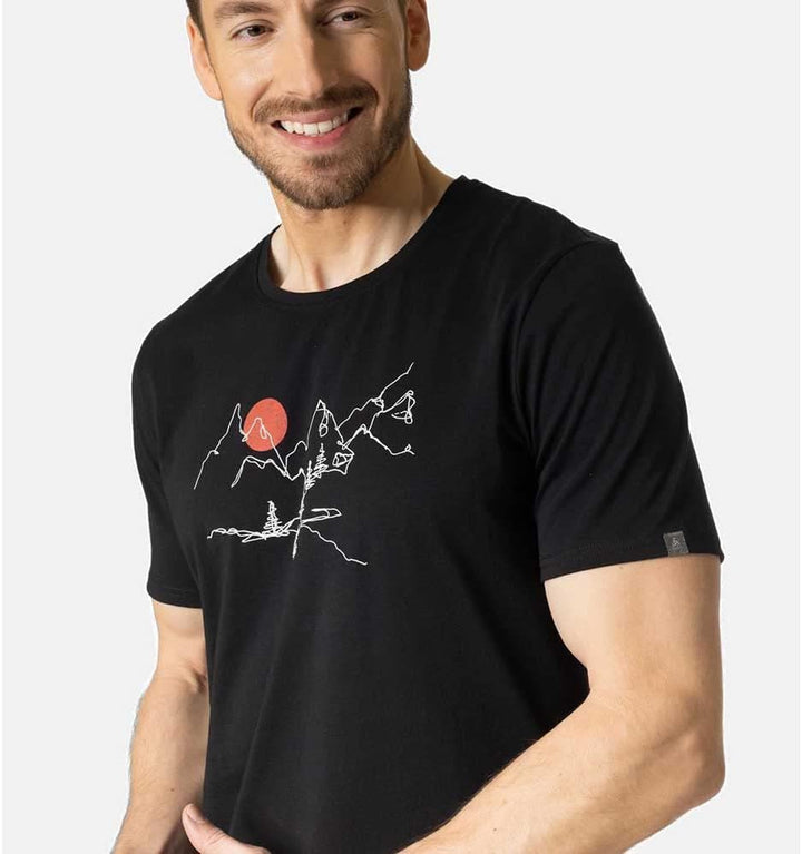 Odlo Herren Nikko Landscape_551372 Kurzarm Shirt L Schwarz, L Schwarz