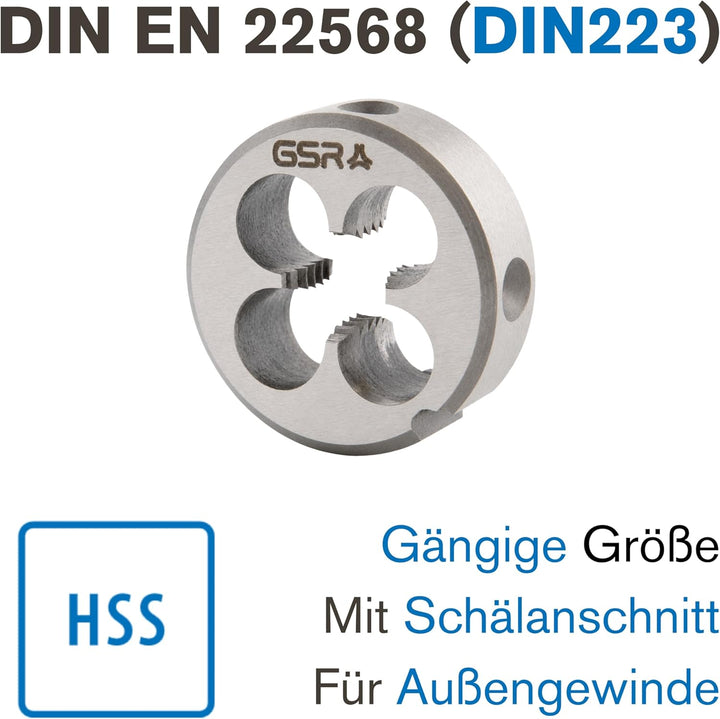 GSR Profi Schneideisen | Gewindeschneider für Aussengewinde | HSS M Form B | Für Handwerk, Industrie