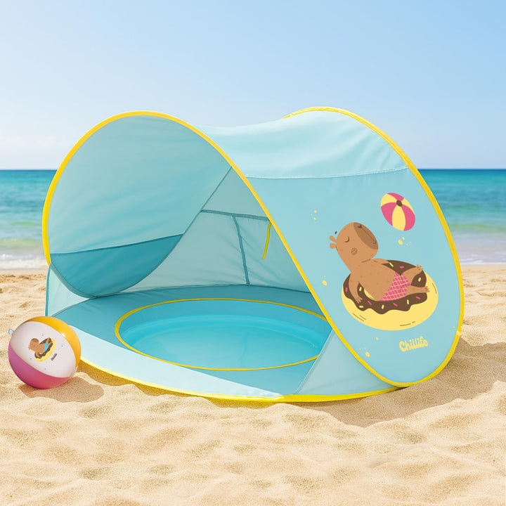 Chillife Strandmuschel Pop up Set I Tragbares Strandzelt mit UV Schutz und Windschutz Strand I Wasse