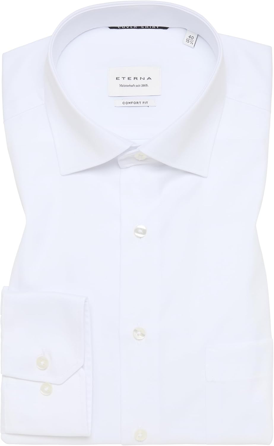 eterna Langarm Hemd Comfort FIT Twill unifarben, Weiss, Gr. W46 Langarm