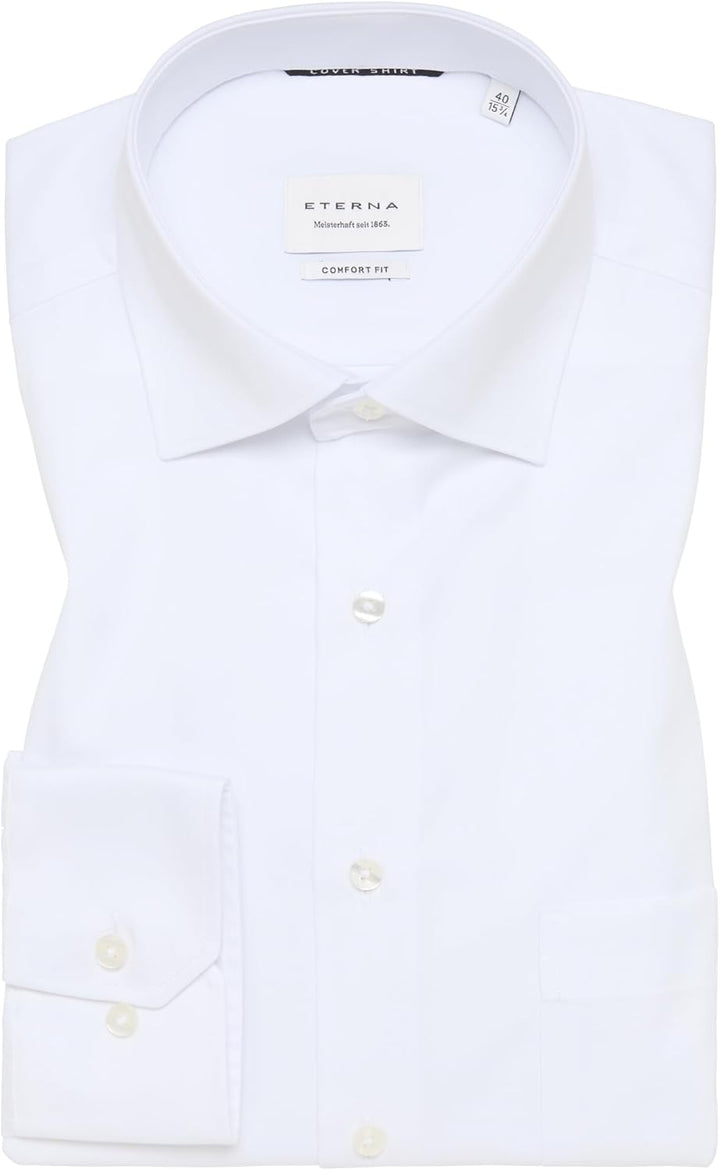 eterna Langarm Hemd Comfort FIT Twill unifarben, Weiss, Gr. W46 Langarm