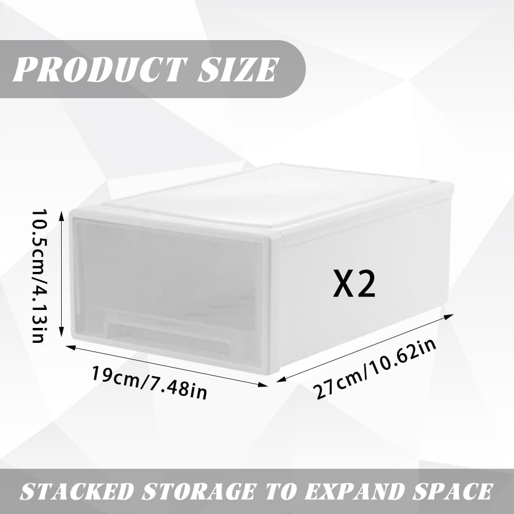 2 Stück Schubladenbox Kunststoff Weiss Stapelbar Schreibtisch Schubladenbox aus Kunststoff Geeignet
