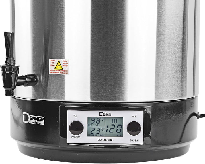 DEMA Edelstahl Einkochtopf DEA2000DX – Einkochautomat, Einkocher, 2000W, 27L, 30–100°C, robust &amp; lan