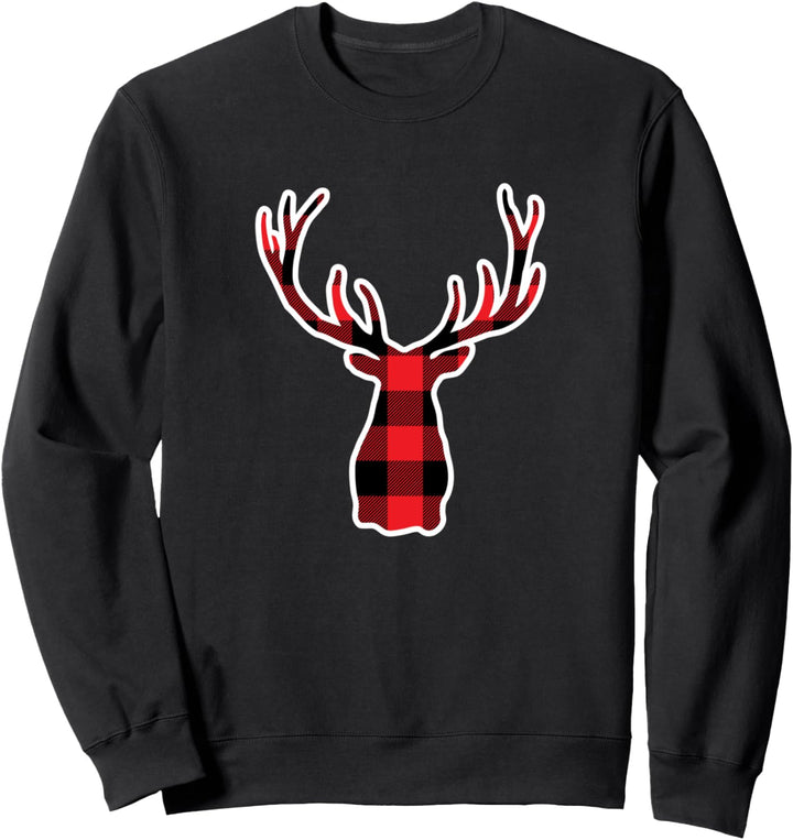 karierter Hirschkopf Sweatshirt