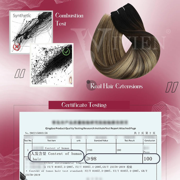 Vivien Echthaar Tressen zum Einnähen Schwarz Balayage 35 cm Extensions Echthaar Tressen Natürlich Sc