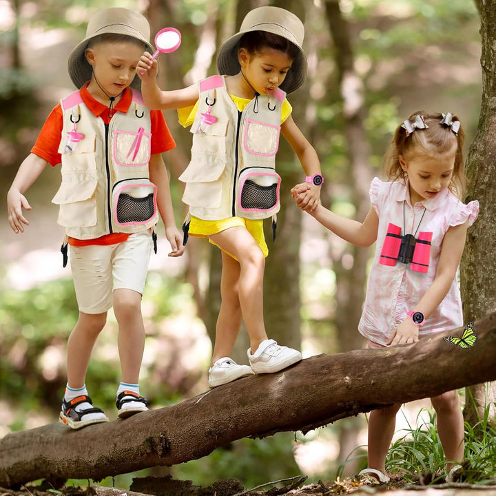 Forscherset für Kinder, Exploration Spielzeug mit Weste, Hut, Rucksack und Kindern Fernglas, Kindern