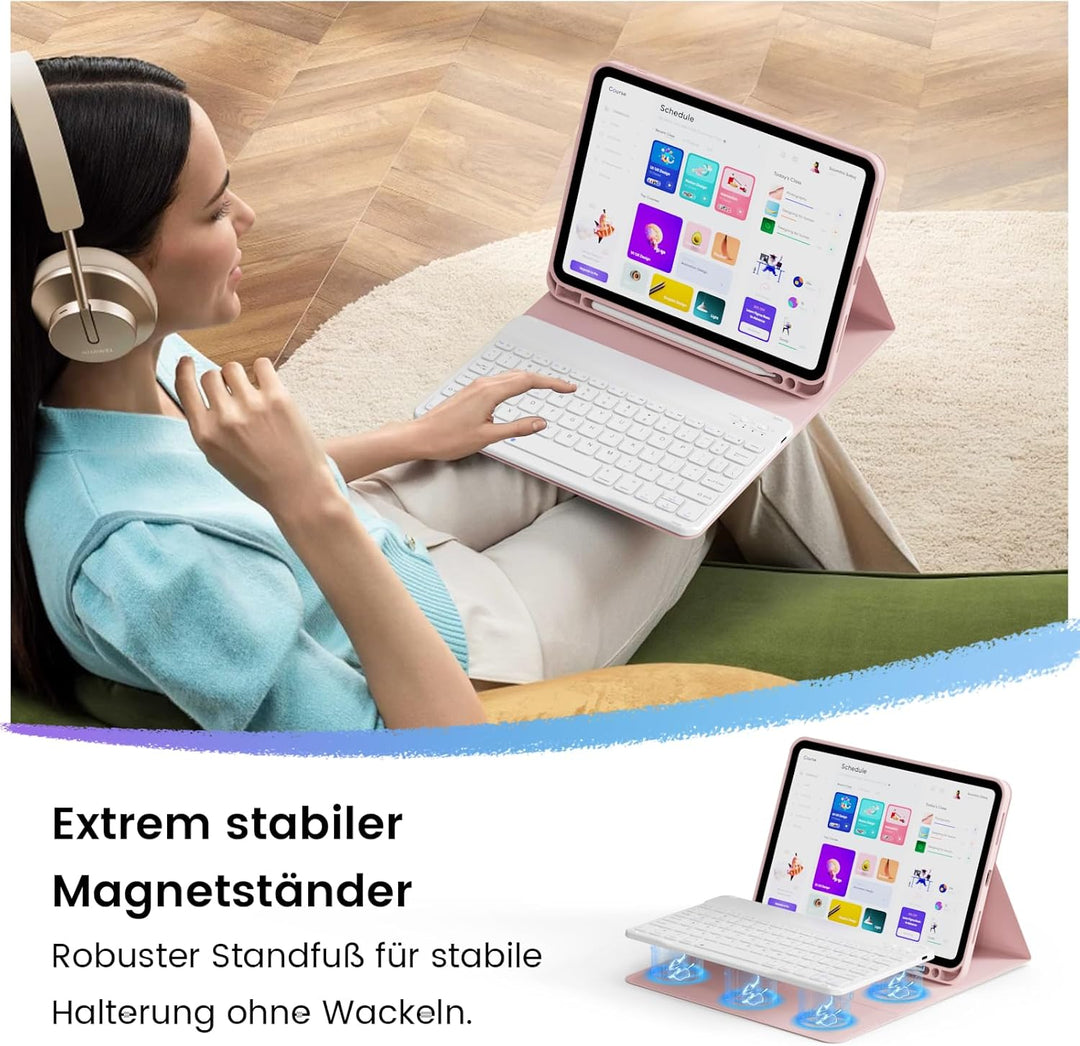 Hülle mit Tastatur für iPad Air 11 Zoll 2025 2024 (M3/M2), iPad Air 5 4 2022/2020 10,9 Zoll, Soft TP