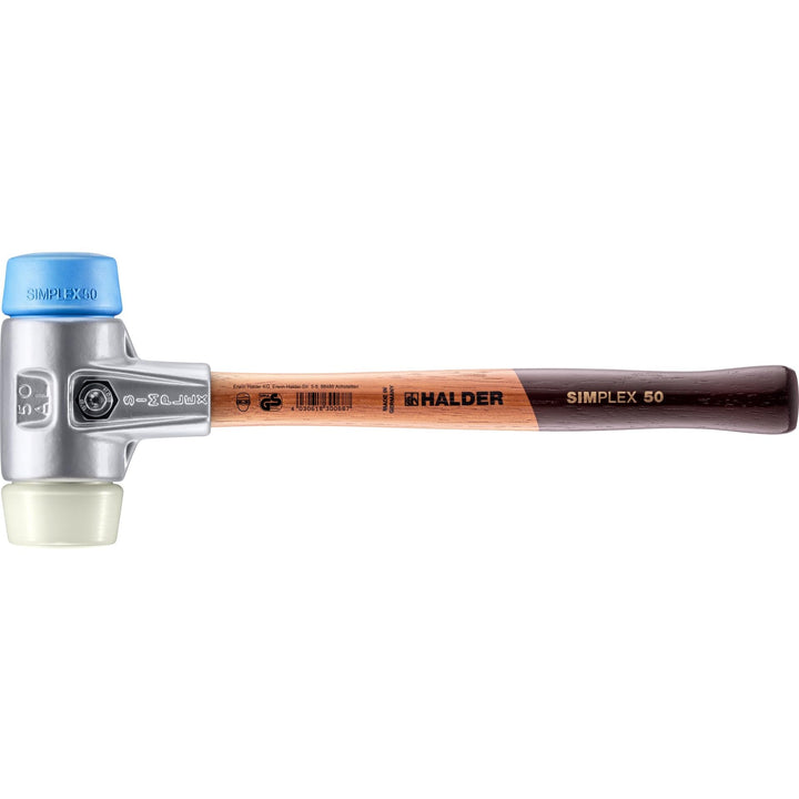 SIMPLEX-Schonhammer, TPE-soft/Nylon; mit Aluminiumgehäuse und hochwertigem Holzstiel | D=50 mm | 311