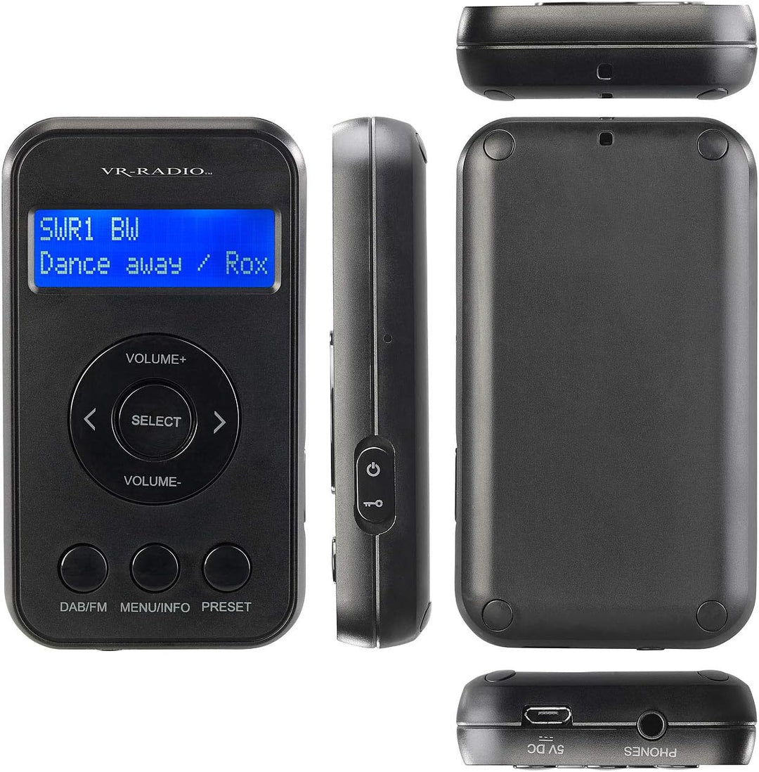 VR-Radio Mini Radio: Digitales Taschenradio mit DAB+/FM, Akku, LCD-Display, DRC & Ohrhörern (Taschen