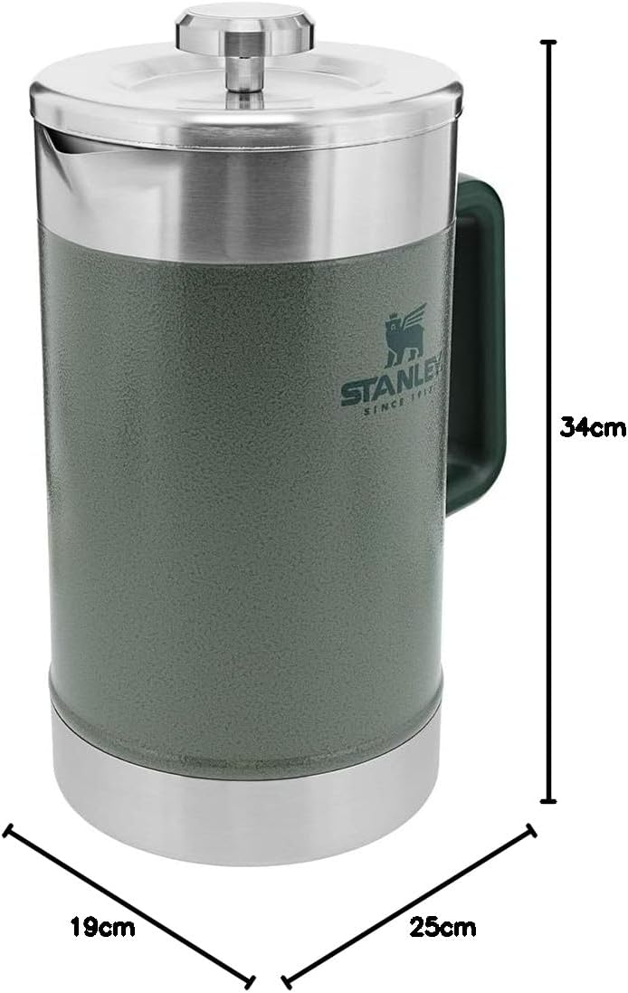 STANLEY Classic Stay Hot French Press 1.4L Hammertone Green - Hält 4 Stunden heiss - Minimaler Boden