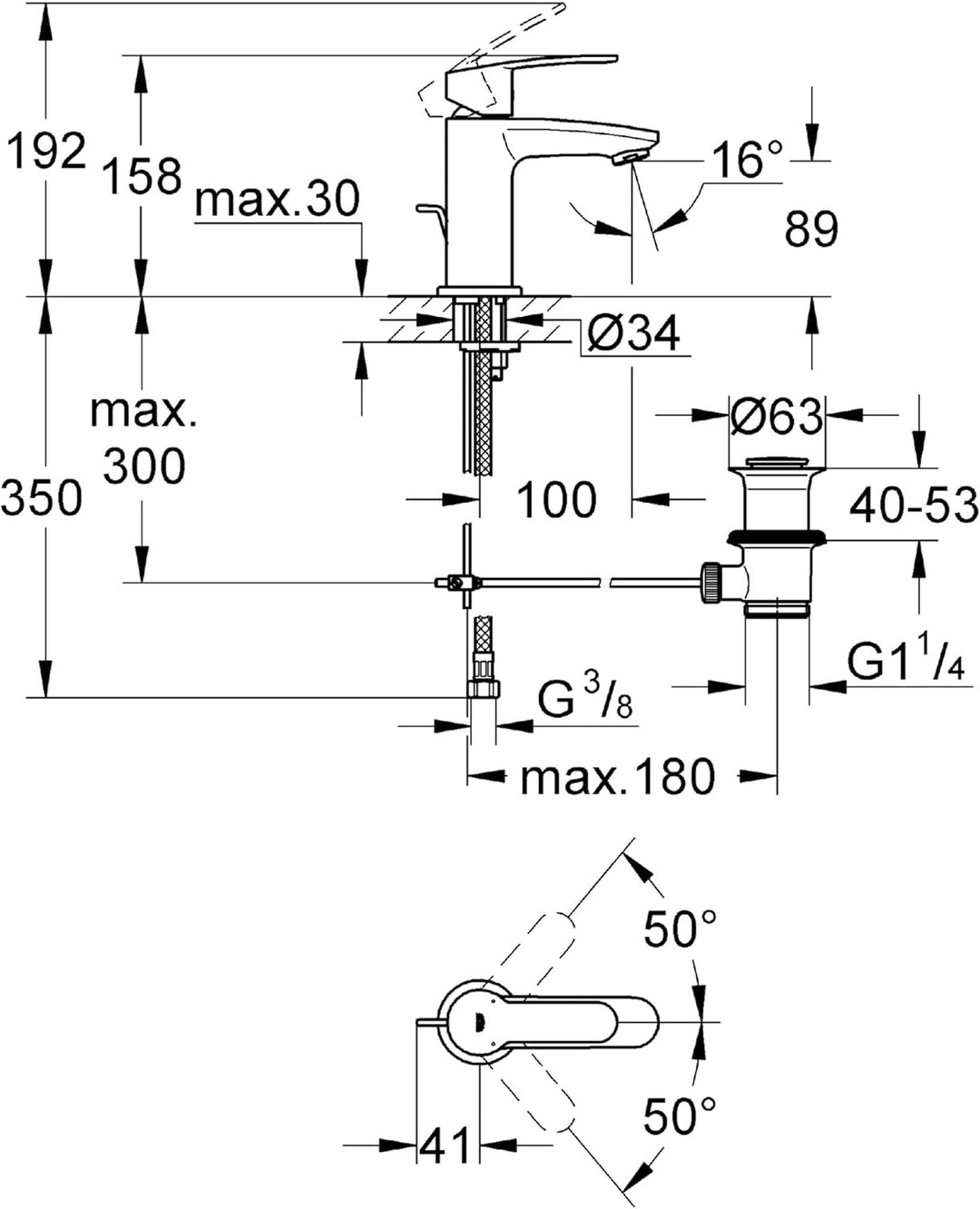 GROHE Eurostyle Cosmopolitan Einhand-Waschtischbatterie (S-Size, schnelle Befestigung, flexible Ansc