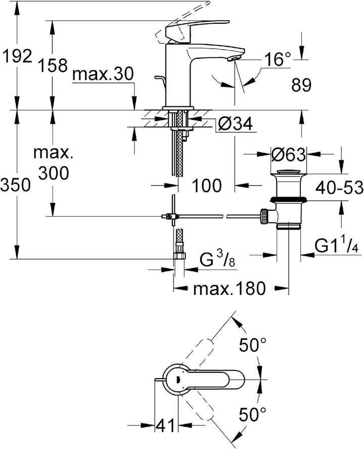 GROHE Eurostyle Cosmopolitan Einhand-Waschtischbatterie (S-Size, schnelle Befestigung, flexible Ansc