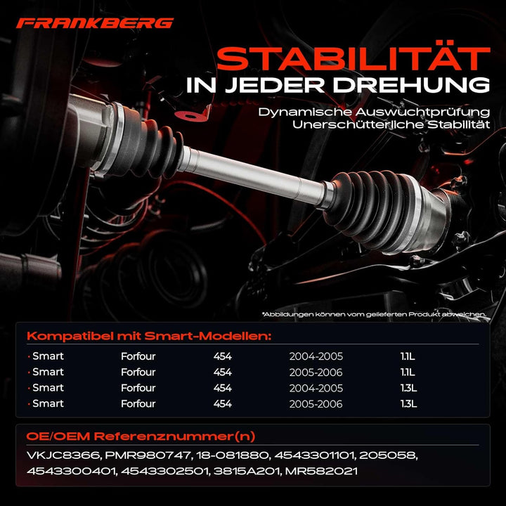 Frankberg 1x Antriebswelle Vorne Links Kompatibel mit Forfour 454 1.1L 1.3L 2004-2006 Replace# 45433