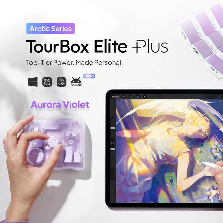 TOUR BOX Elite Plus, iPad-Zeichnen, Bluetooth-Controller für Video- und Foto- Bearbeitung, iPad/Mac/