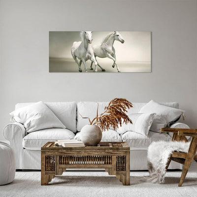 Panorama Bilder auf Leinwand 100x40cm Leinwandbild Tiere araber pferd bauernhof Gross Wanddeko Bild