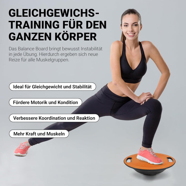 MSPORTS Balance Board Premium 40 cm Durchmesser inkl. Übungsposter und Work Out App GRATIS - Therapi