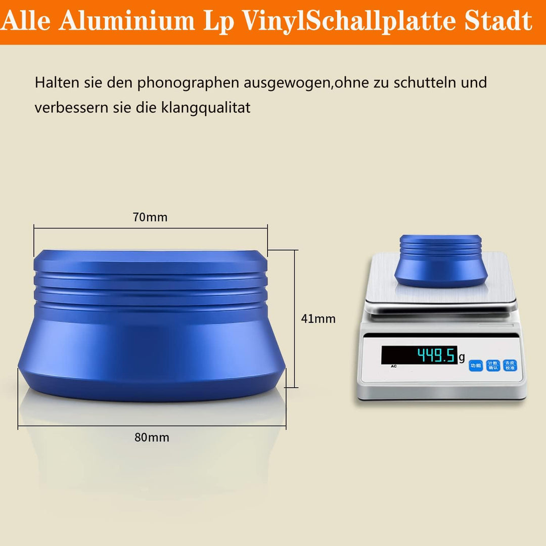 Plattenspieler-Stabilisator 450g, LP-Gewicht aus Aluminium zur Dämpfung von Vibrationen und Geräusch