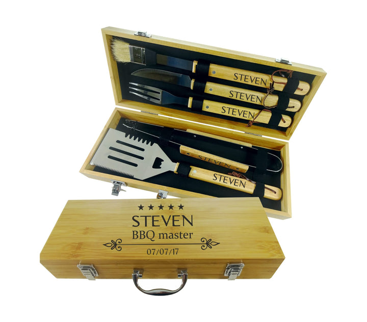 Personalisierte Grill Set | 5 Stück Grillbesteck Werkzeug Set | BBQ Grill-Tools | Set Barbecue-Utens