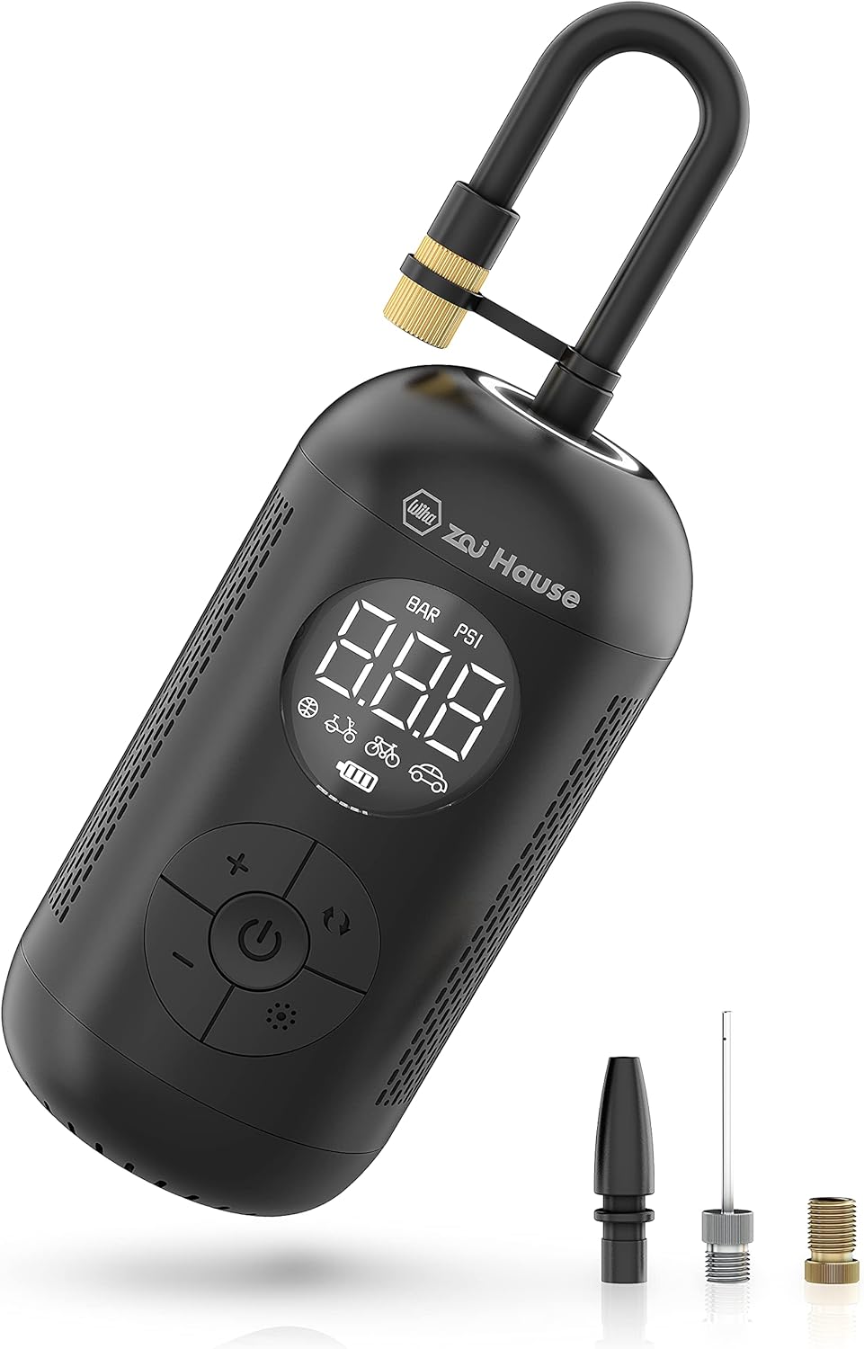 Wiha zai Hause Elektrische Luftpumpe für Fahrrad & Auto mit Akku 3,7 V inkl. Adaptern für Motorrad/B