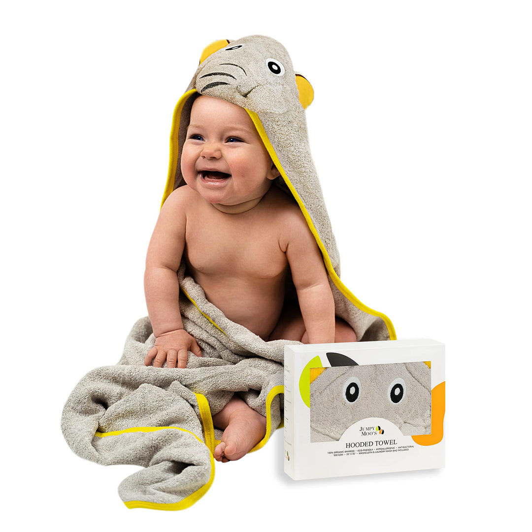 Baby Handtuch mit Kapuze, 100% Bambus, sehr saugfähig, natürlicher UV-Schutz, Bambus-Waschlappen Glü