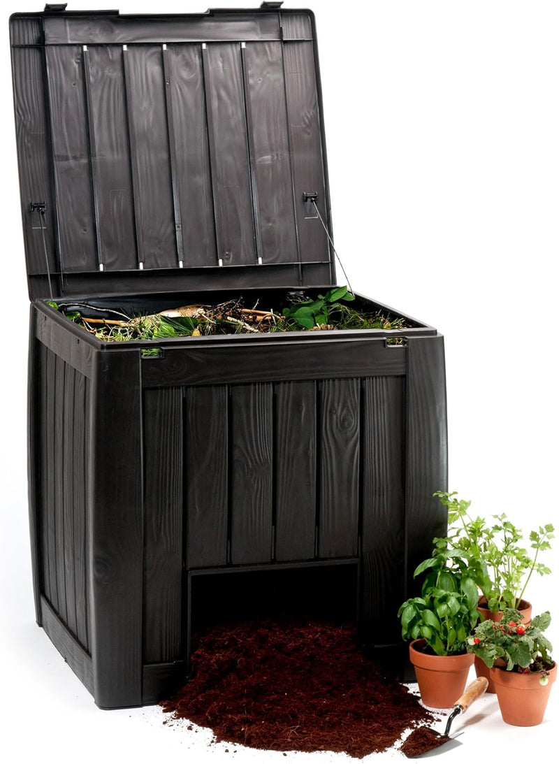 Keter A-1613-1 548584 Komposter Deco Composter, Holzoptik, Kunststoff, dunkel braun, 340