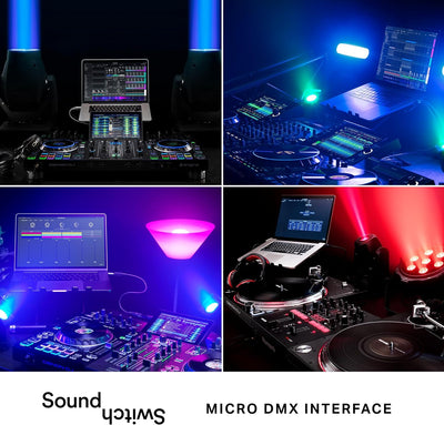 Numark DJ2GO2 Touch + SoundSwitch Micro DMX Interface - 2-Deck USB DJ-Controller für Serato DJ mit M