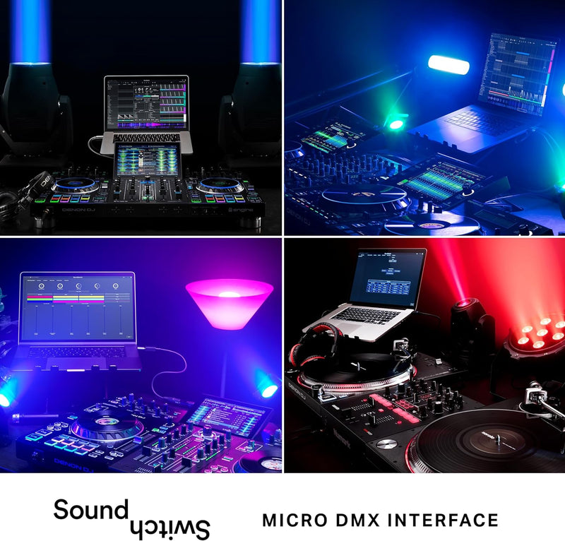 Numark DJ2GO2 Touch + SoundSwitch Micro DMX Interface - 2-Deck USB DJ-Controller für Serato DJ mit M