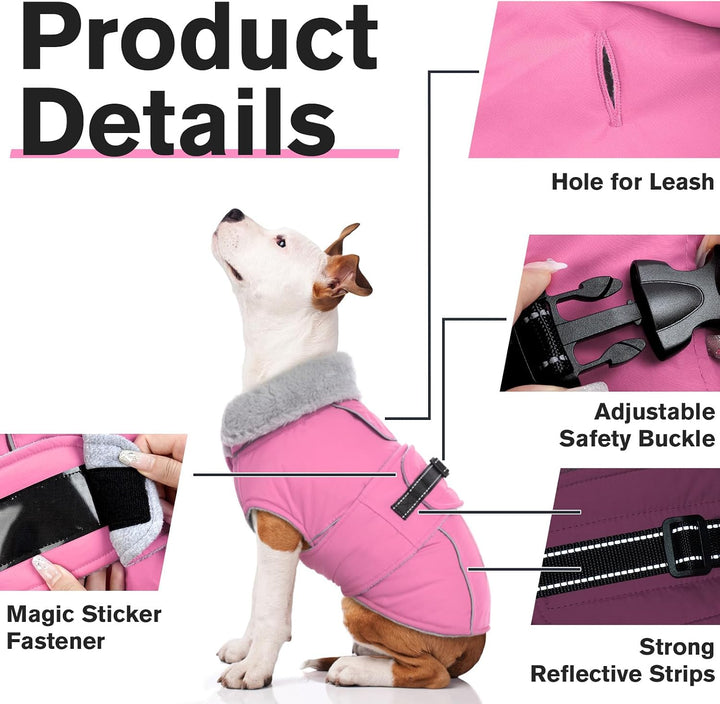 Lelepet Hundejacke Winter Warmer Hundemantel, Wasserdichter Wintermantel Fleece Hundeweste für Mitte