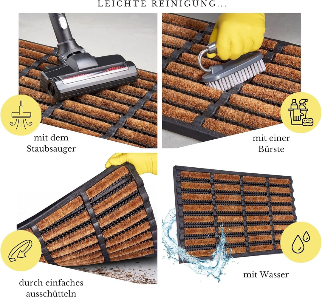 Hanse Home Brushes Fussmatte Kokos und Gummi 40x60cm – rutschfeste Schmutzfangmatte für Innen und Au