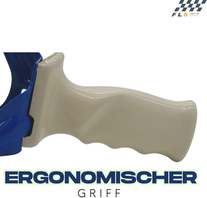 FLG | Handabroller "Standard Blau" Klebebandabroller Metallgehäuse Paketbandabroller 50 mm Abroller