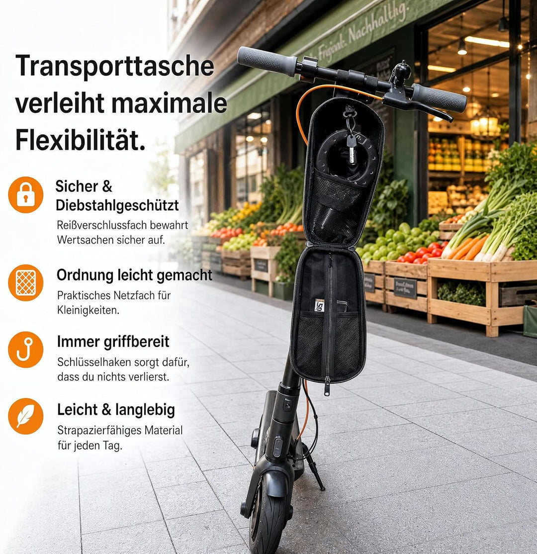 Handschellenschloss 120cm XXL – E Scooter Schloss mit Tasche – 8mm Gehärteter Stahl Kettenschloss –