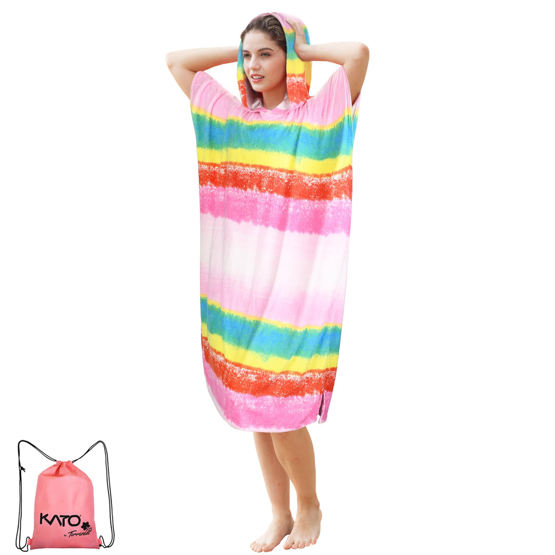 Kato Tirrinia Mikrofaser Frottee Surf Poncho Handtuch Badeponcho Bademäntel Sauna Damen Herren, Gros