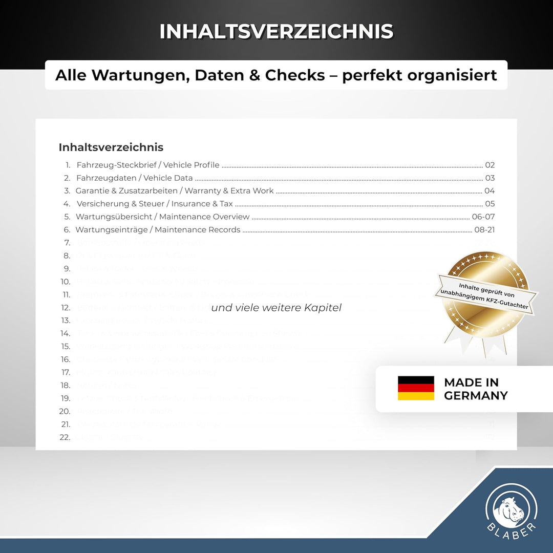 Serviceheft KFZ [All-in-One] – Universelles Scheckheft Auto für PKW – 7-Jahre Profi Edition inkl. Wa