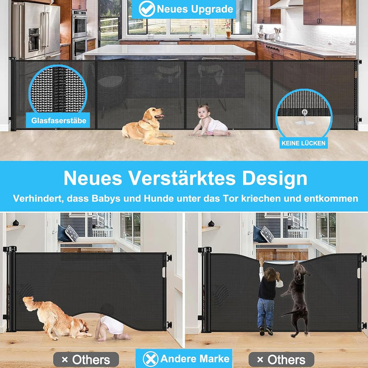 Wodondog Treppenschutzgitter Ausziehbar 500CM Länger Türschutzgitter,86 cm Hoch,Hundebarriere,Einhän