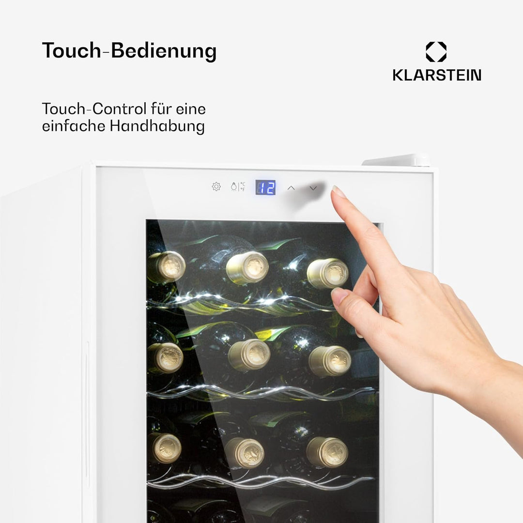 Klarstein Weinkühlschrank, 1 Zonen Getränkekühlschrank Klein, Freistehender Kleiner Weinschrank, 50L