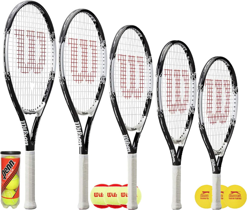 WILSON Tennisschläger Roger Federer für Kinder (Verschiedene Optionen) 23" & Anlasser Bälle, 23" & A