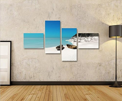 islandburner Bild Bilder auf Leinwand Zwei Boote am Strand Seychellen Weisser Sand 4L XXL Poster Lei