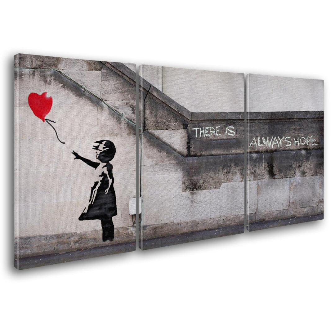 Giallobus - Grosse Gemälde im XXL-Format - Banksy - Street Art - Kleines Mädchen mit rotem Luftballo